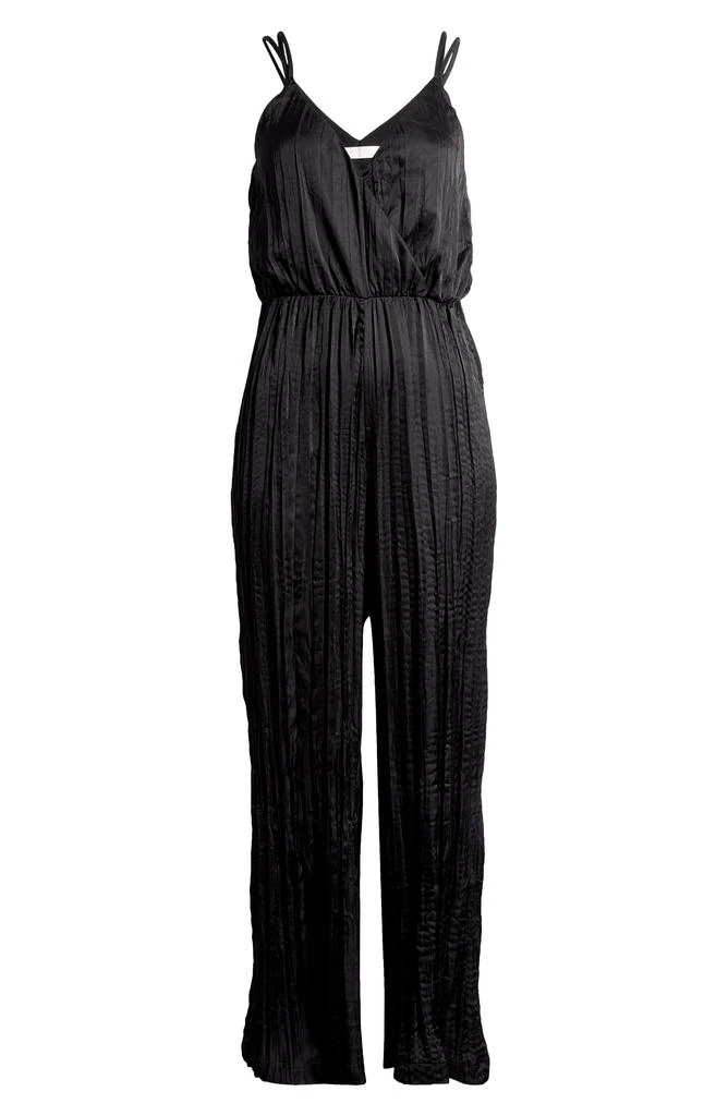 ASTR Surplice Neck Plissé Satin Jumpsuit 6