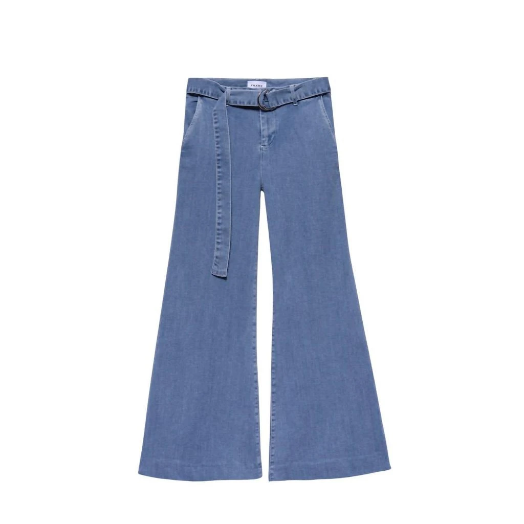 FRAME Women's Le Palazzo Belted Crop Jeans In Danbury Blue 2