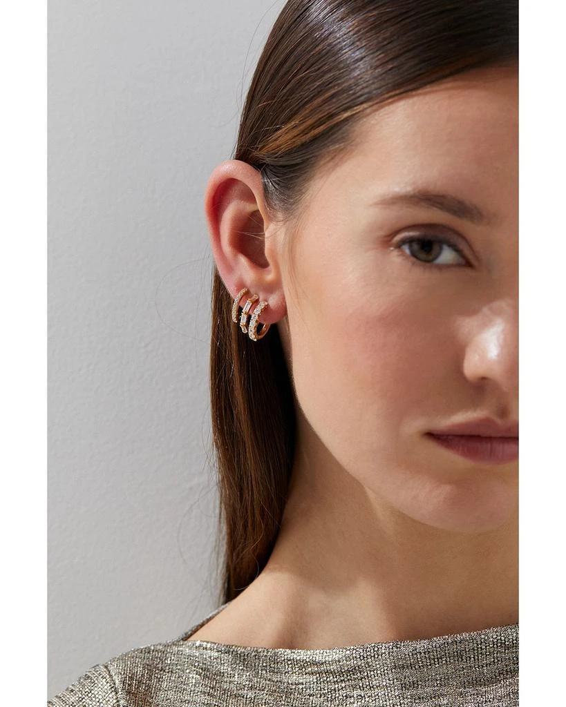 Nadri Cubic Zirconia Triple Row Hoop Earrings in 18K Gold Plated 3