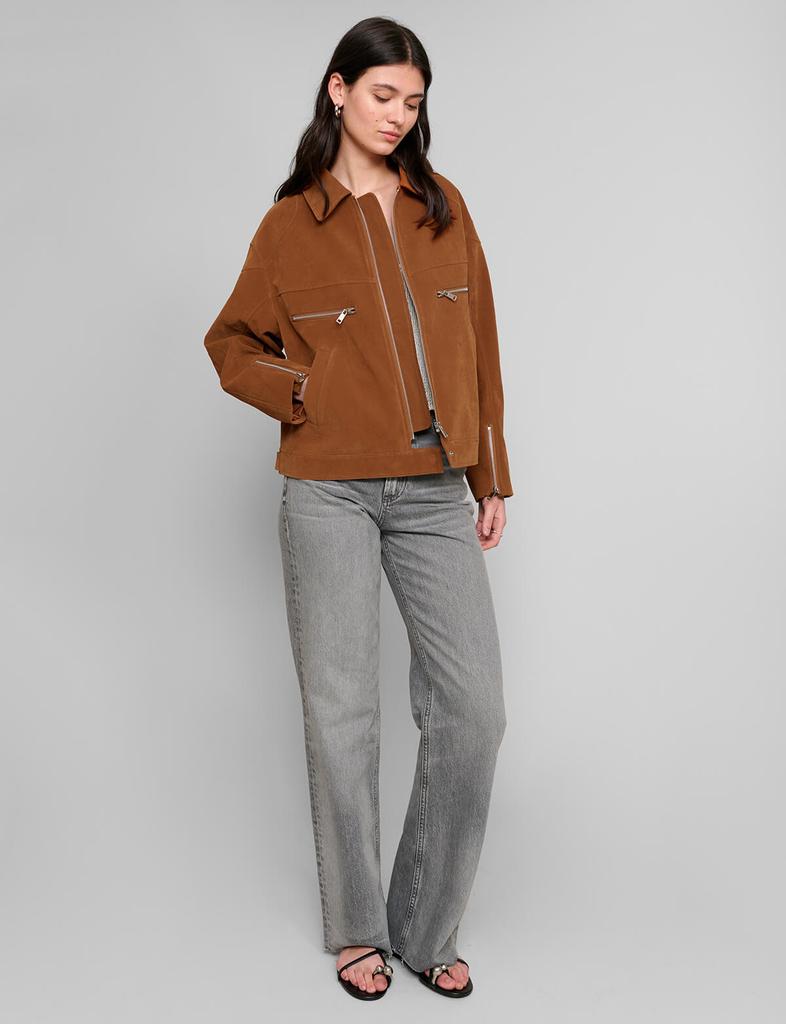 Pixie Market Faux Suede Moto Zip Jacket