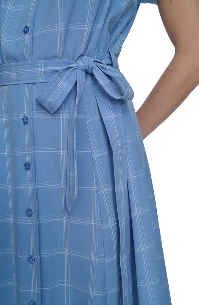 Calvin Klein Windowpane Plaid Cap Sleeve Midi Shirtdress 5