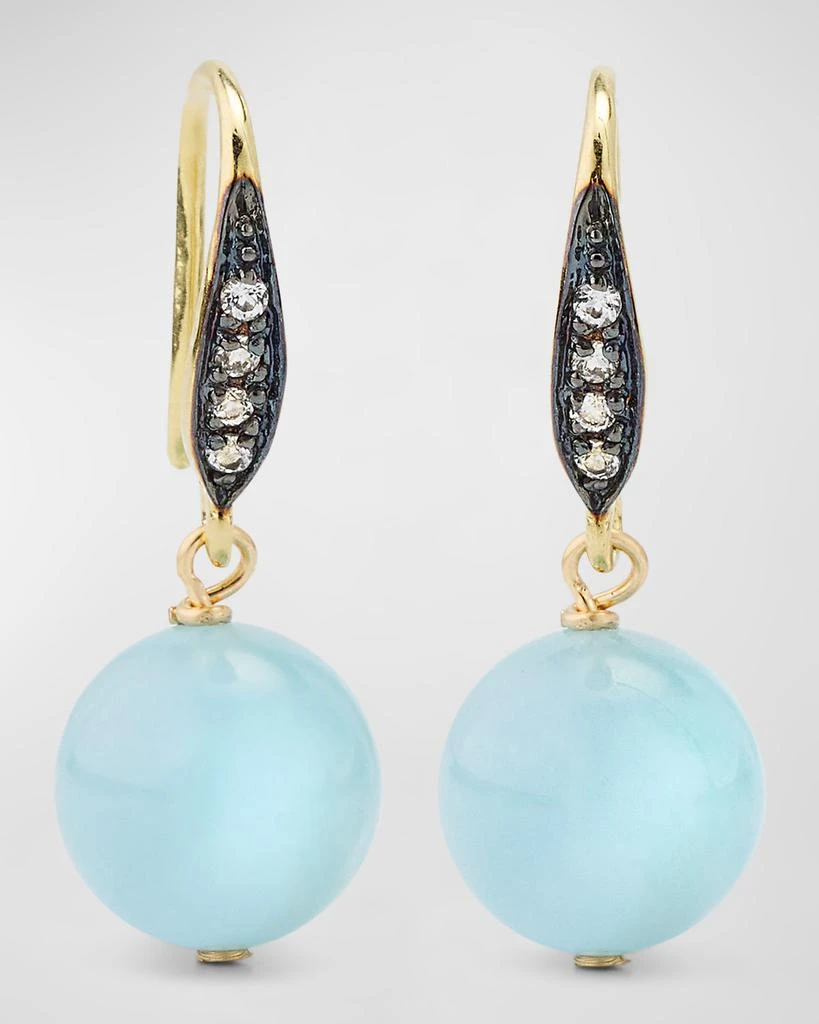 Margo Morrison Smooth Aquamarine Ball Earrings with White Sapphires 1