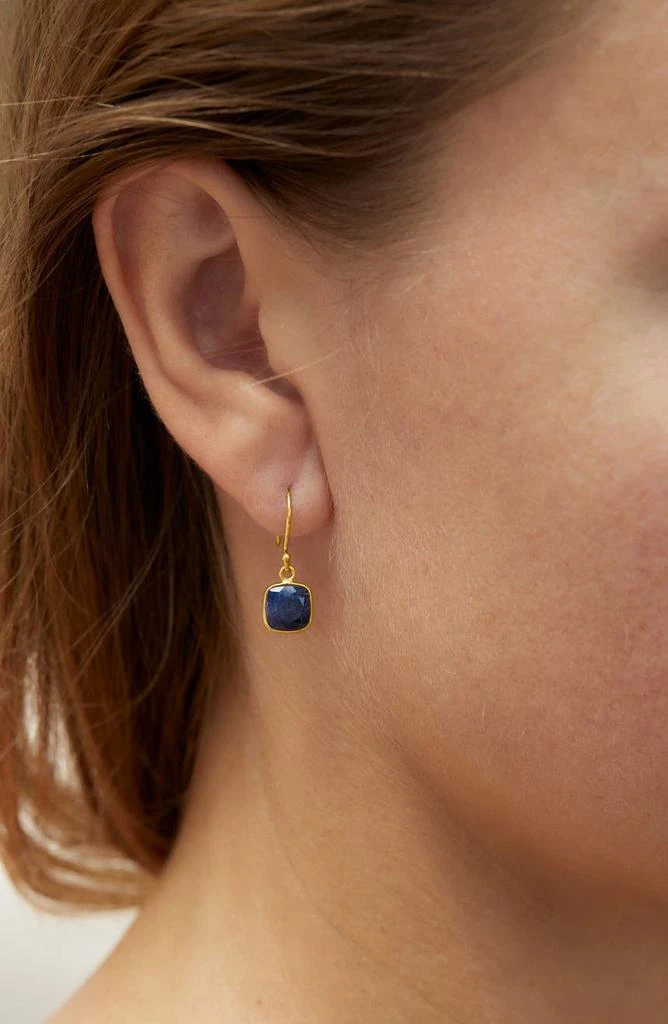 Savvy Cie Jewels 18K Yellow Gold Vermeil Bezel Set Drop Earrings 2