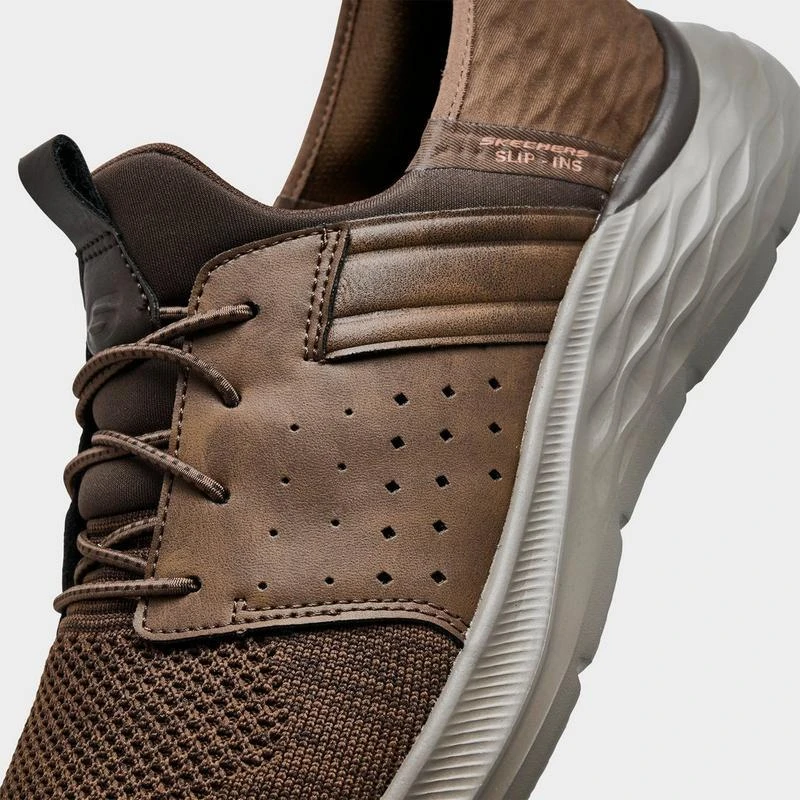 Skechers Men’s Size 10 Garner-Newick Slip-Ins Shoes In Brown Stretch Laces Shop Men main image 4