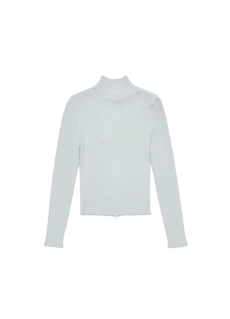 AMOMENTO Ribbed Knit Cardigan with High Neckline 3