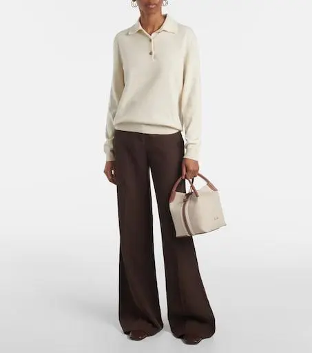 Loro Piana Bale Small leather-trimmed canvas tote bag 5