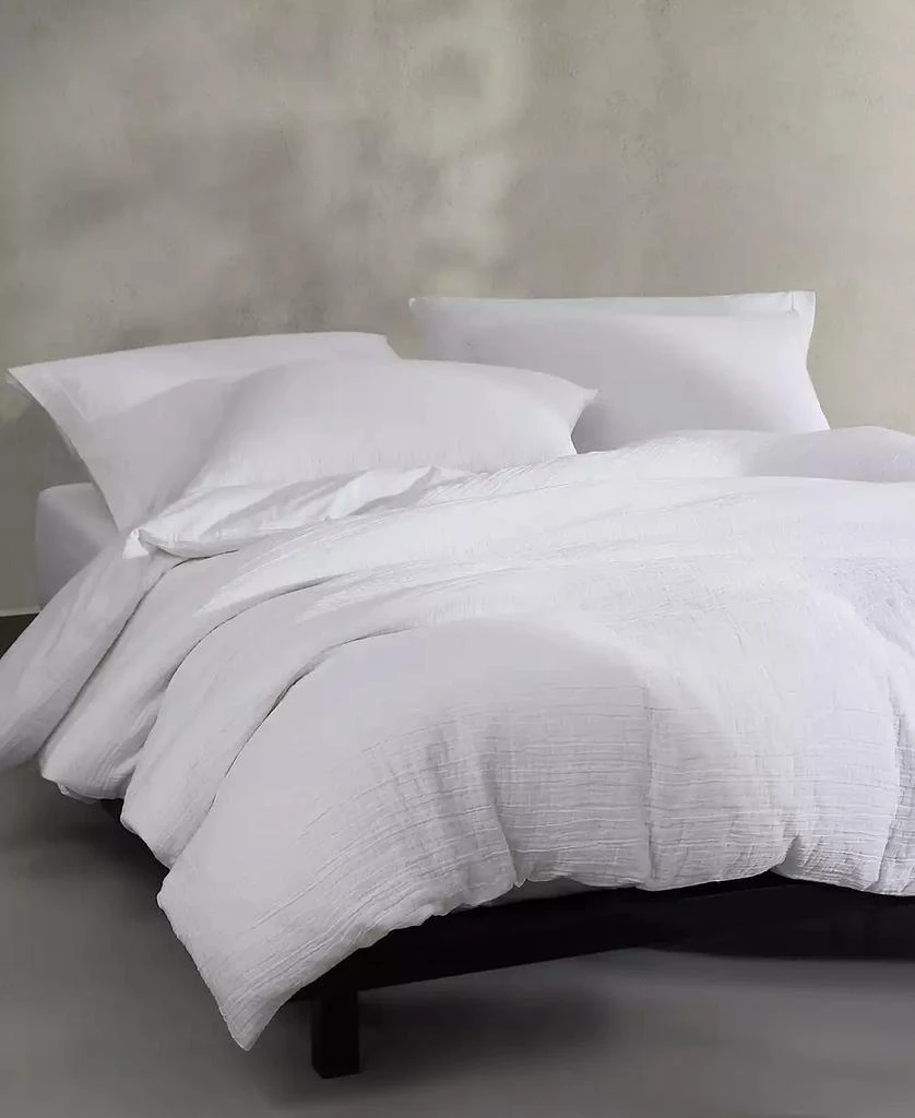 Calvin Klein Washed Texture Solid Cotton Jacquard 3 Piece Duvet Cover Set 5