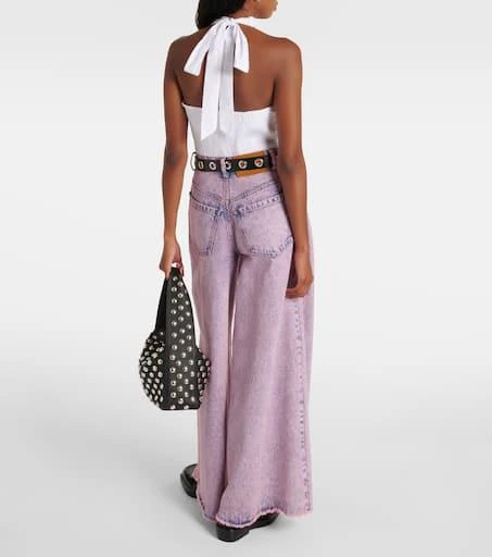 Staud Kai smocked cotton crop top 3