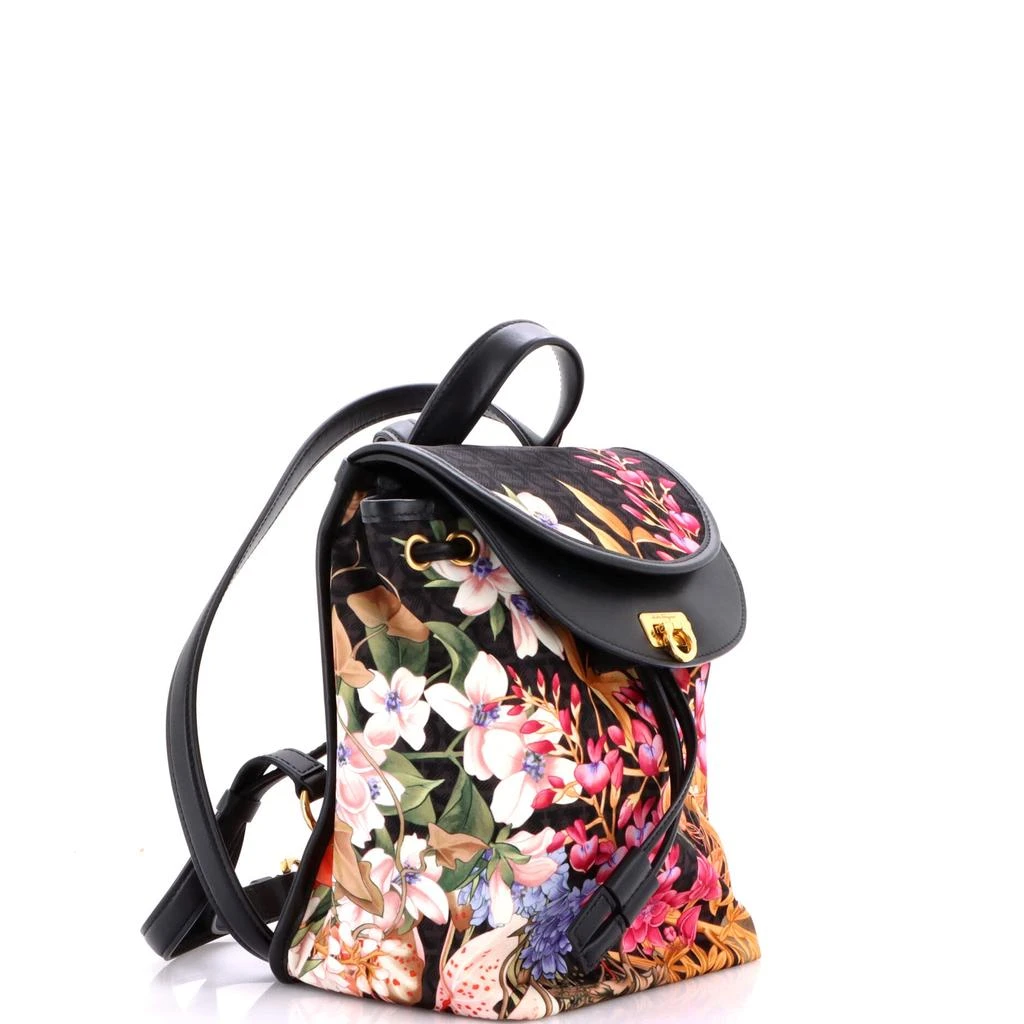 Salvatore Ferragamo Gancini Flap Drawstring Backpack Printed Gancini Nylon and Leather Mini 2