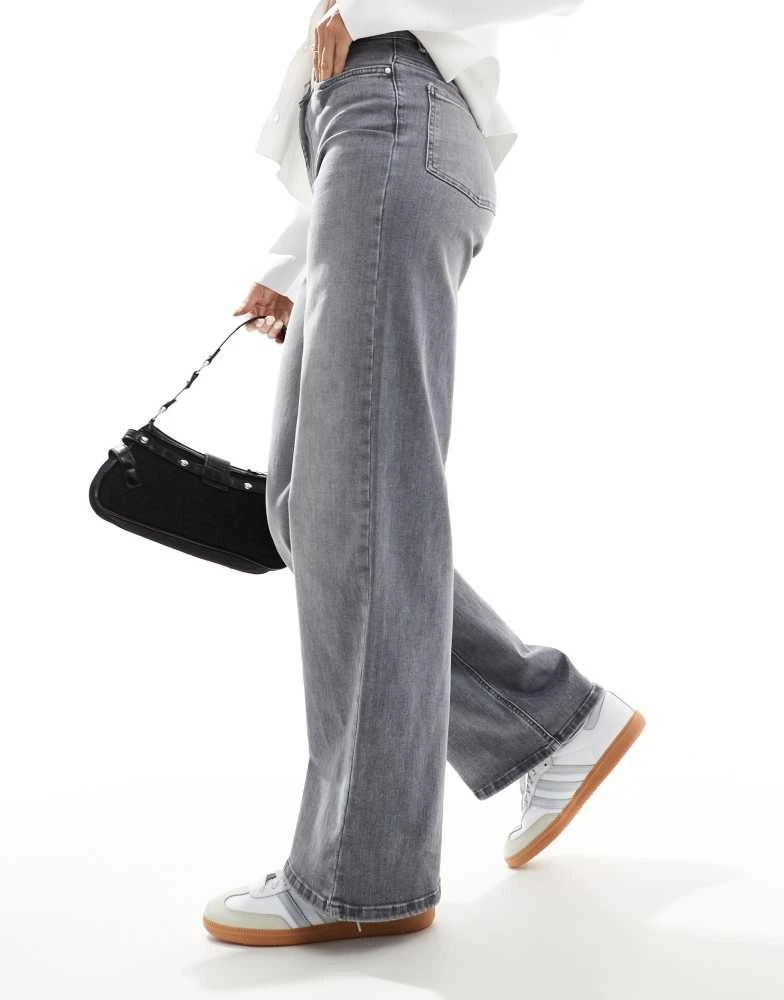 ONLY ONLY Madison high waist wide leg jeans in light grey 5