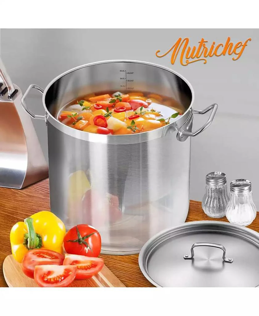 NutriChef Stainless Steel Cookware Stockpot - 40 Quart, Heavy Duty Induction Pot, Soup Pot With Stainless Steel Lid 8