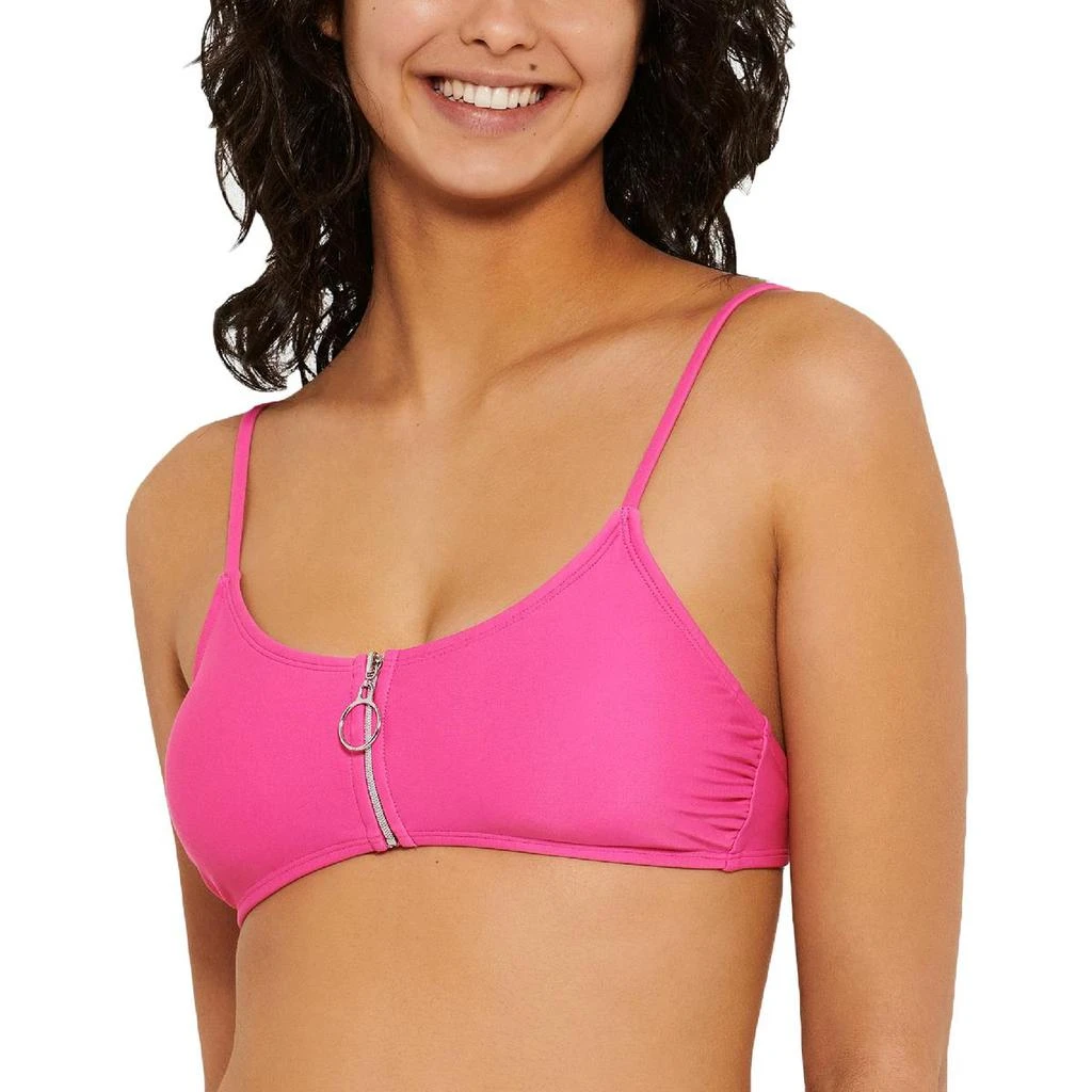 Hula Honey Womens Zipper Adjustable Swim Top Separates 1
