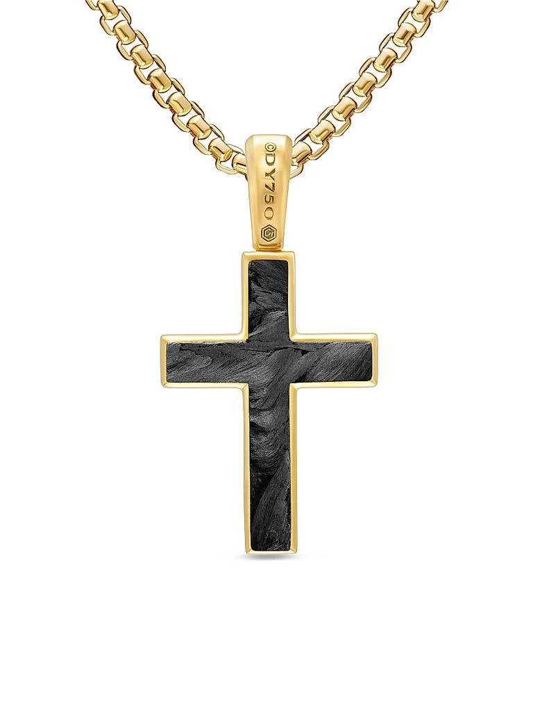 David Yurman Cross Amulet in 18K Yellow Gold with Forged Carbon, 24MM 4