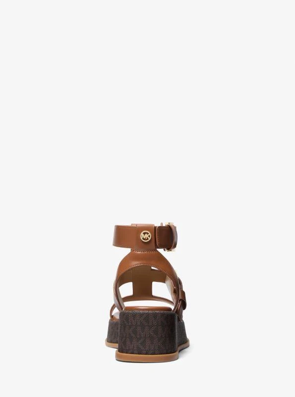 Michael Kors Selah Leather and Signature Logo Platform Gladiator Sandal 3