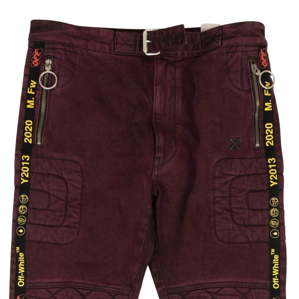 Off-White Maroon Logo 5 Pocket Jeans 3