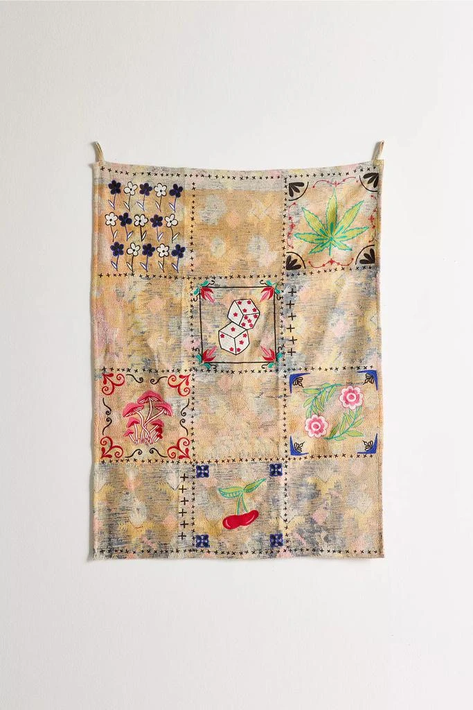 Urban Renewal ReMADE By UO Remnants Embroidered Kantha Tapestry 2