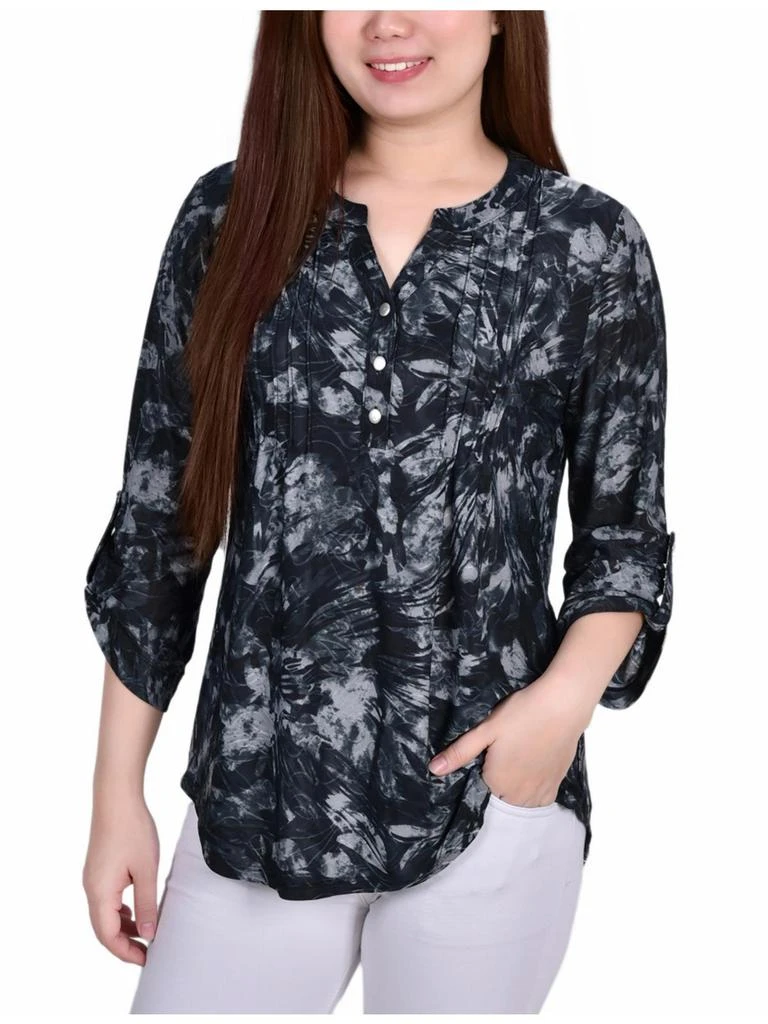 NY Collection Petites Womens Button Pullover Top 1