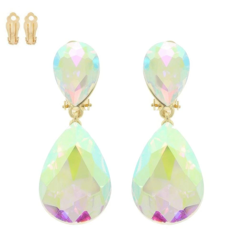 TRUEDAMES Teardrop-cut Crystal Clip On Earrings 4