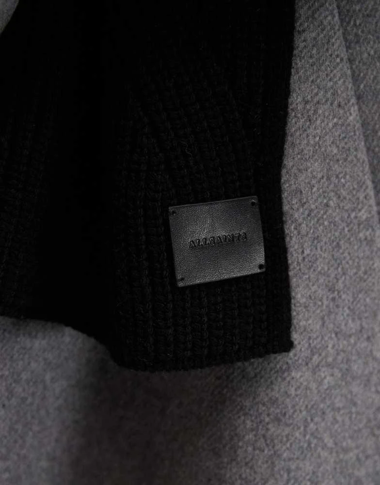 ALL SAINTS AllSaints ribbed leather logo scarf in black 3