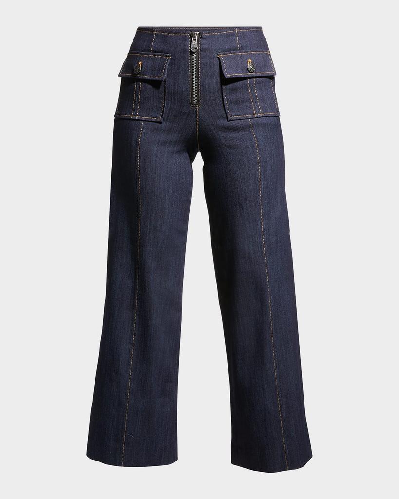 Cinq a Sept Azure Wide-Leg Stitched Pants