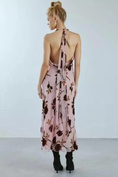 For Love & Lemons For Love & Lemons Rose Velvet Halter Maxi Dress 4
