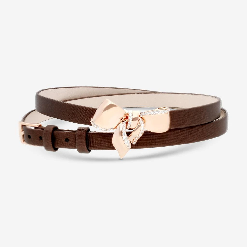 Damiani Damiani 18K Rose Gold 
Satin Leather Diamond Bow Cord Bracelet 20068543-copy