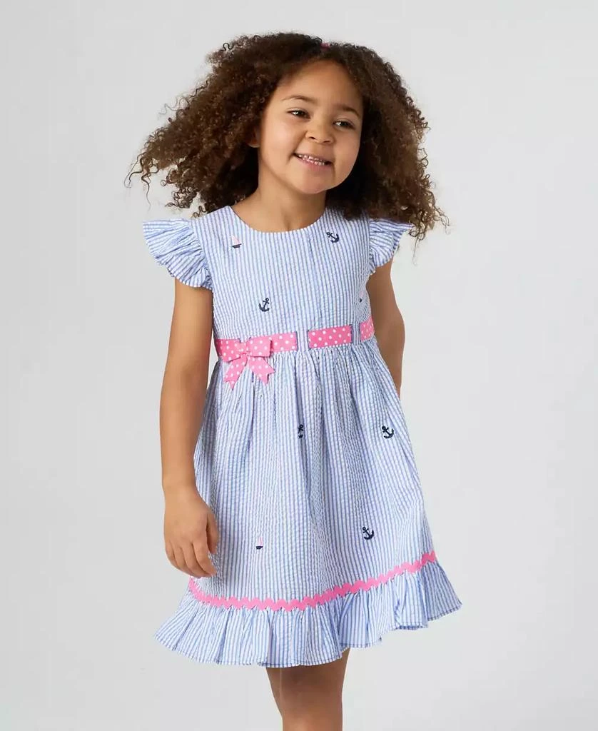 Rare Editions Toddler and Little Girls Nautical Seersucker Dress 1