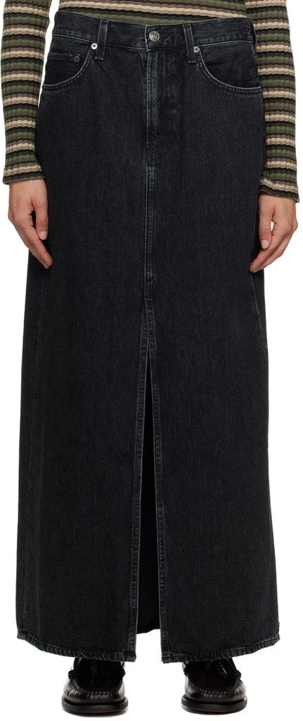 AGOLDE Black Leif Denim Maxi Skirt 1