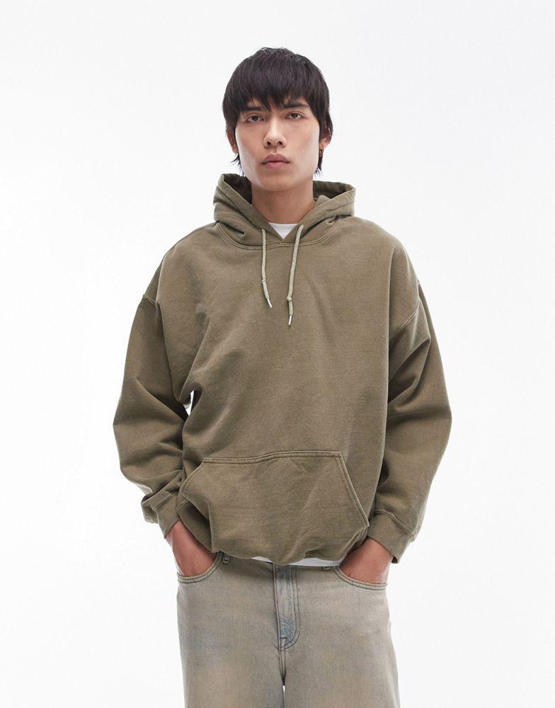 Topman Topman vintage wash oversized hoodie in green