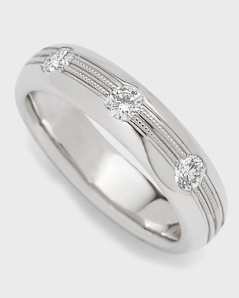 Neiman Marcus Diamonds Men
s 18K White Gold 3-Diamond FG/VS Wedding Band, Size 9.5-10, 0.51tcw 3