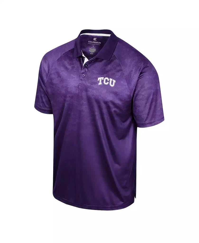 Colosseum Men's Purple TCU Horned Frogs Honeycomb Raglan Polo Shirt 3
