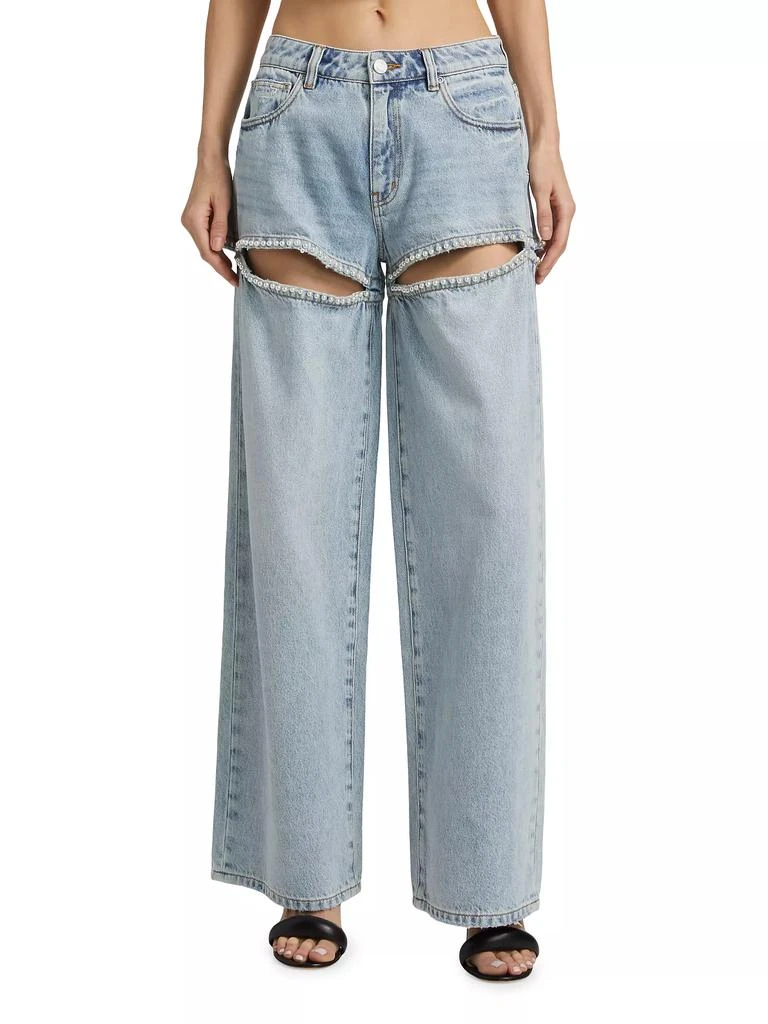 Purple Brand Baggy Pearl-Embellished Cut-Out Jeans 3