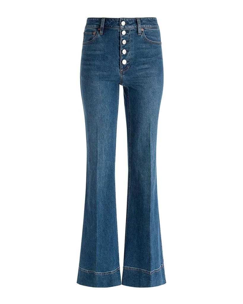 Alice + Olivia Missa High Rise Exposed Button Wide Leg Jeans in Lola Blue 7