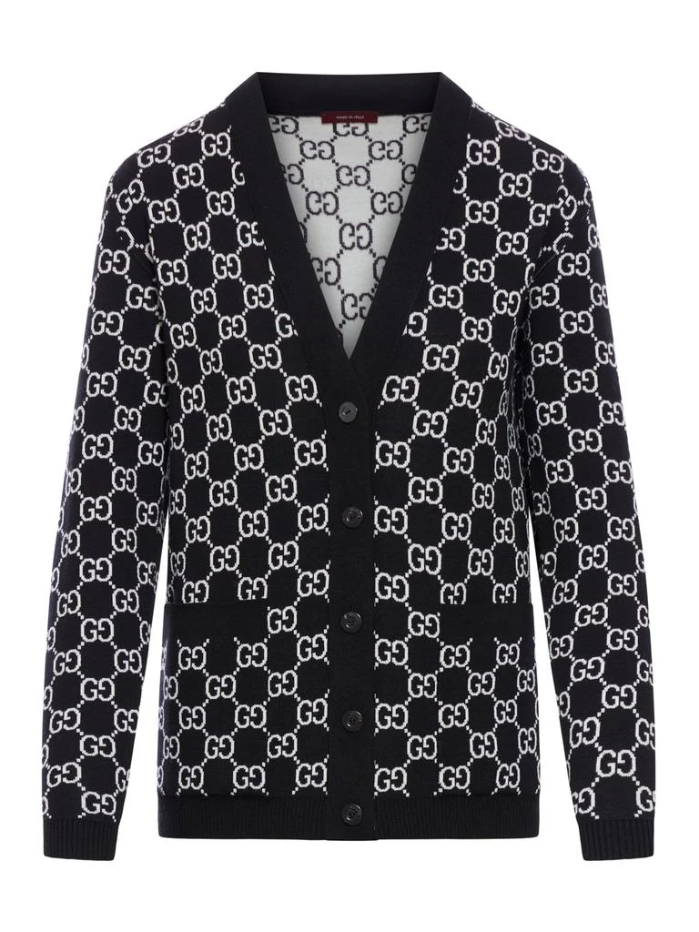 Gucci REVERSIBLE CARDIGAN IN WOOL JACQUARD GG 1