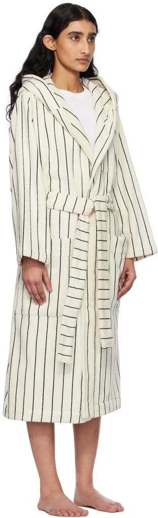 Tekla White & Green Terry Hooded Bathrobe 2