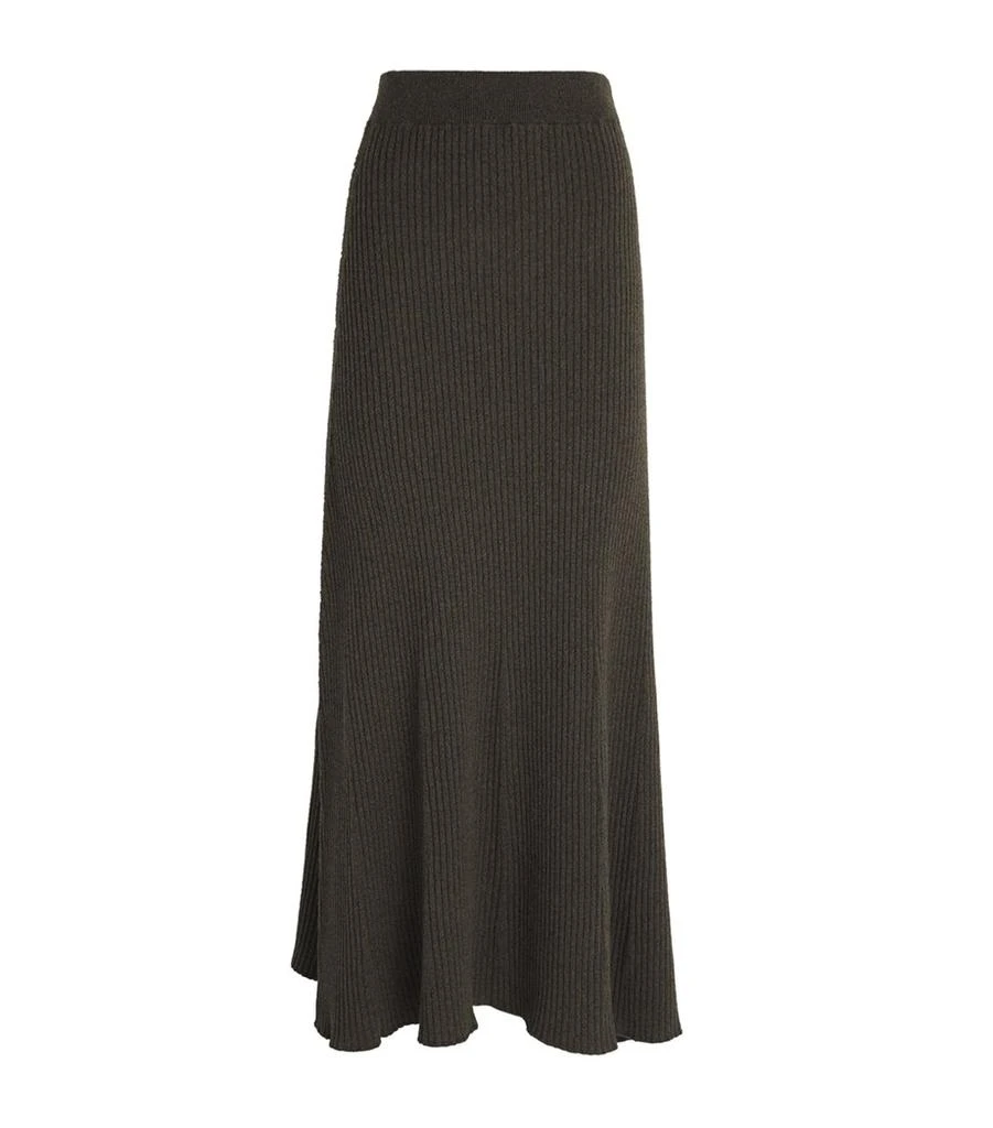 Johnstons of Elgin Cashmere Ribbed A-Line Midi Skirt 1