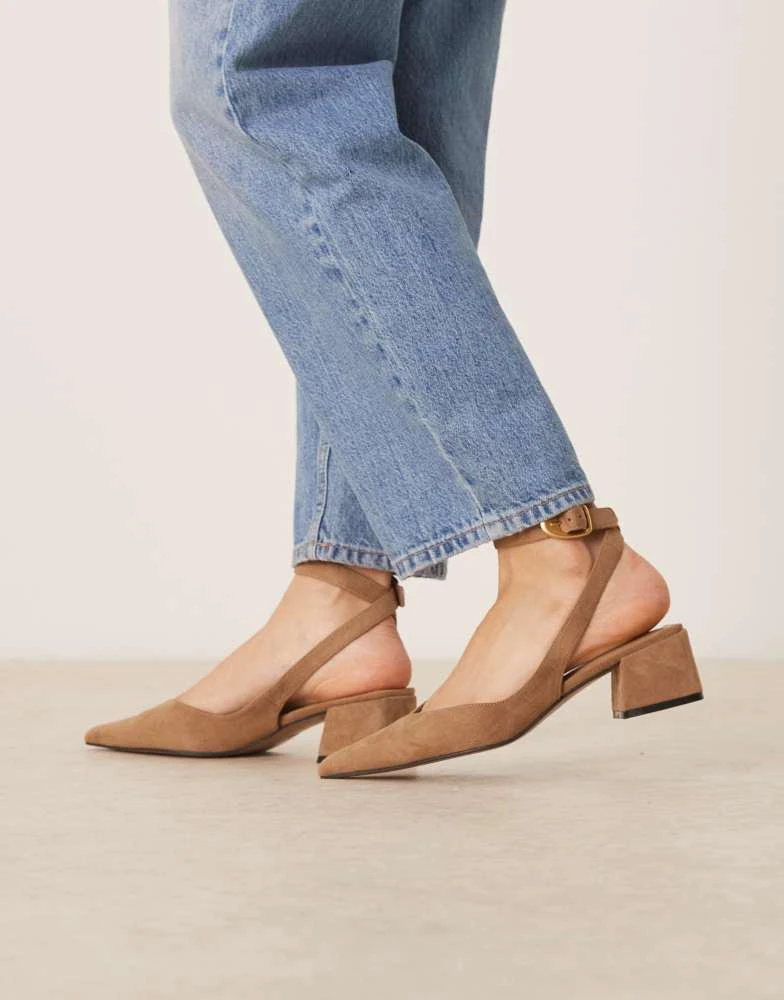 ASOS ASOS DESIGN Sienna mid block heel shoes in taupe suedette 1