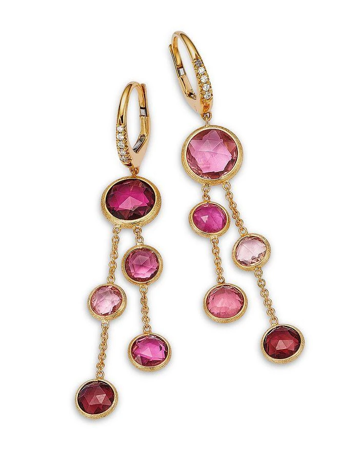 Marco Bicego 18K Yellow Gold Jaipur Color Pink Tourmaline 
Diamond Cascading Drop Earrings - Exclusive 3