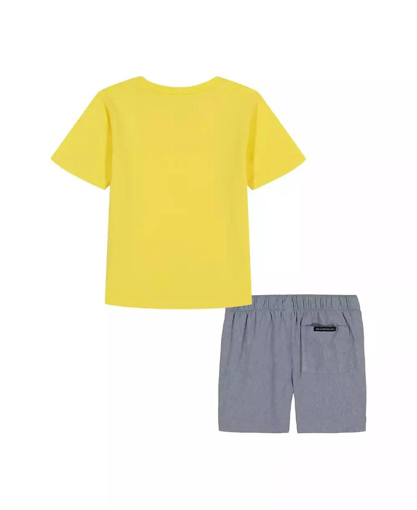 Quiksilver Toddler and Little Boys 2-Piece Circle Logo Short Sleeve Graphic T-Shirt and Stretch Tech Shorts Set 2