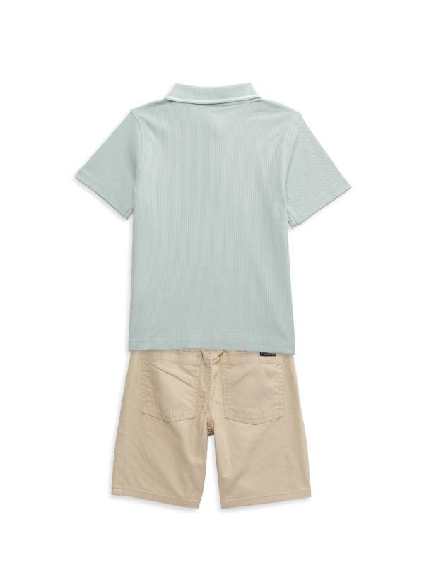 Calvin Klein Little Boy's 2-Piece Logo Polo T-Shirt & Shorts Set