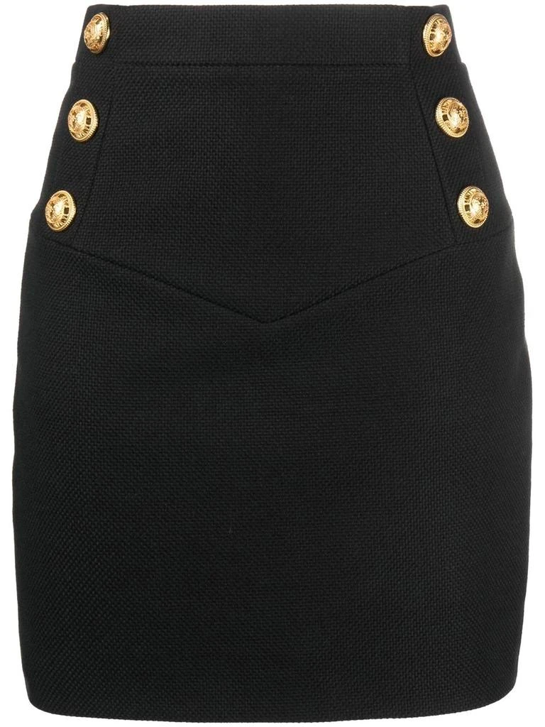 Balmain button-detail high-waisted skirt - women -  -  - Black 1