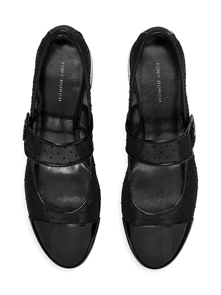 Tory Burch Cap-Toe Mary Jane Mesh &amp; Leather Ballet Flats 3