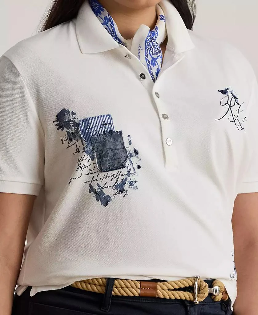 Ralph Lauren Plus Size Patchwork Piqué Polo Shirt 4