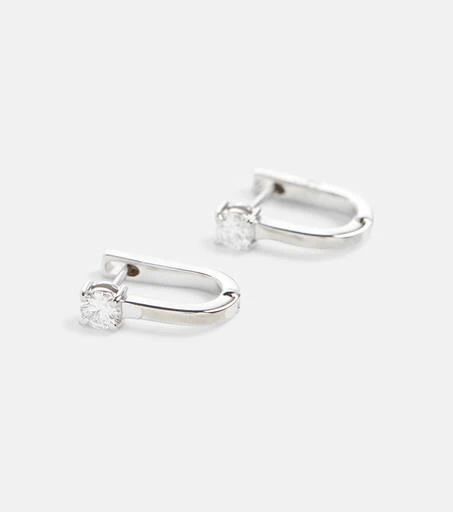 Melissa Kaye Aria U Huggie 18kt white gold hoop earrings with diamonds 4