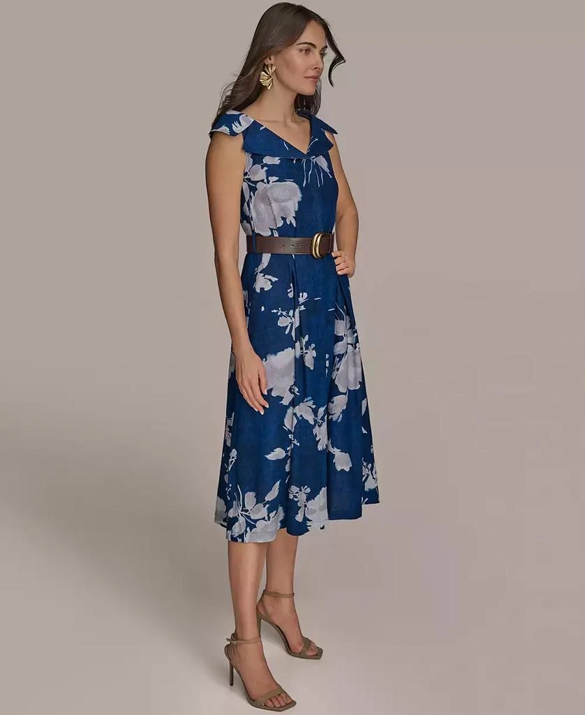 chinese dress ladies Vanie Linen Blend Floral Print Cutout Waist Back Smocked Slit Maxi D   roschic