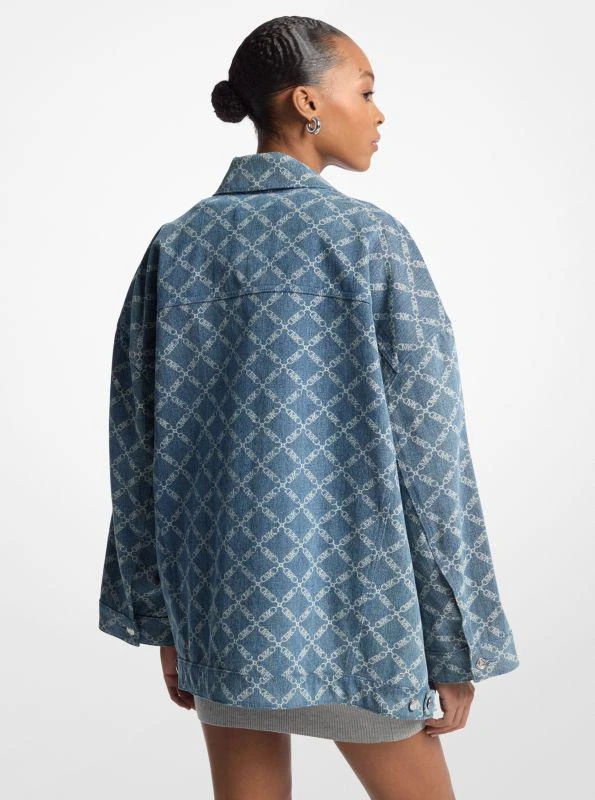 Michael Kors Empire Diamond Jacquard Oversized Denim Jacket 2