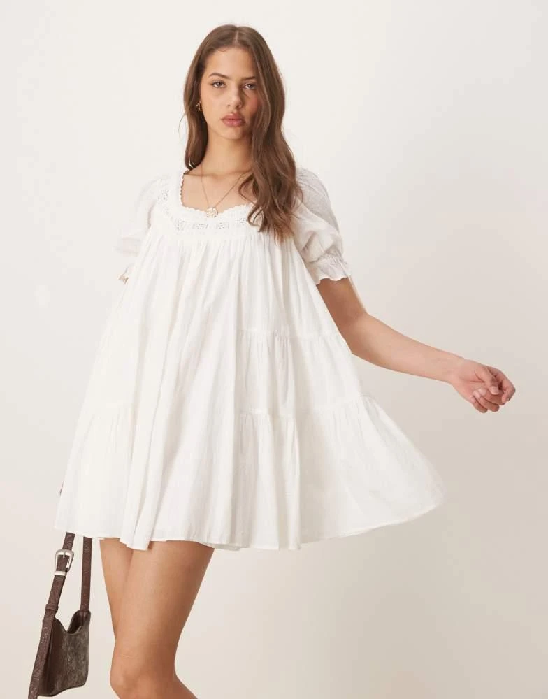 Free People Free People sandy shores babydoll mini dress in ivory - Dresses  & Skirts - Free Shipping - BeyondStyle