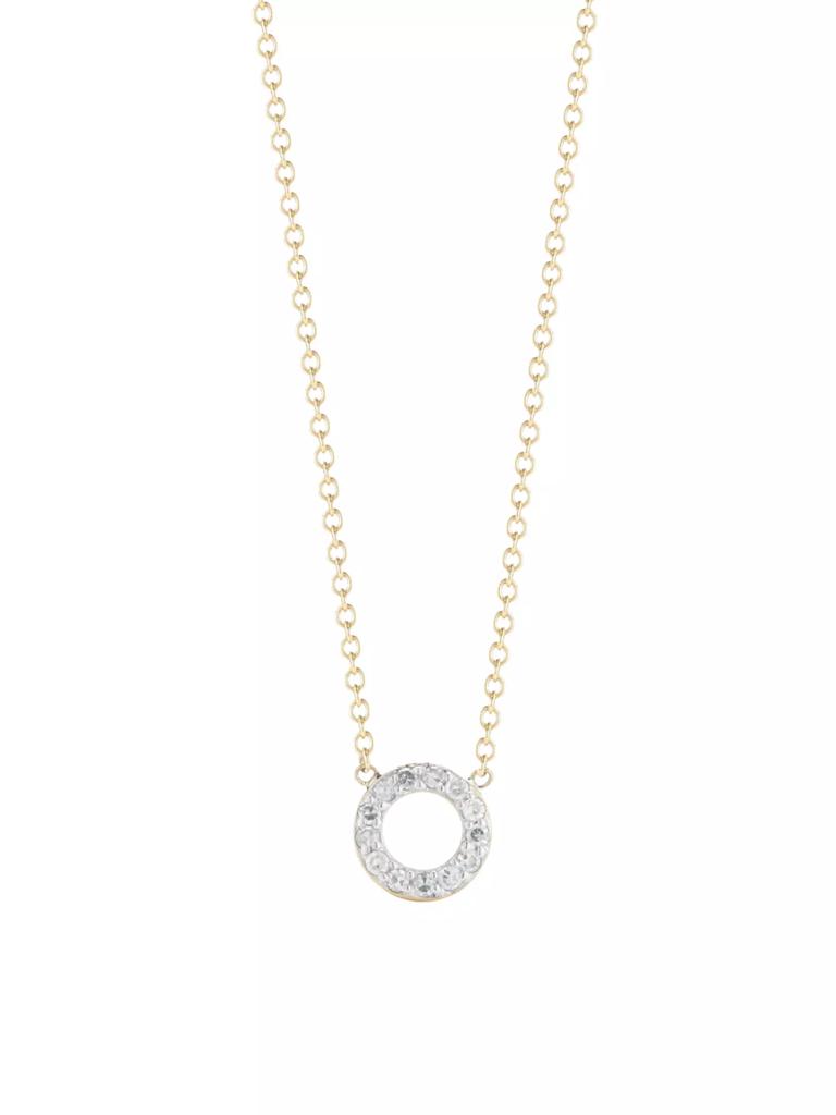 MATEO 14K Yellow Gold & Diamond Mini Circle Pendant Necklace