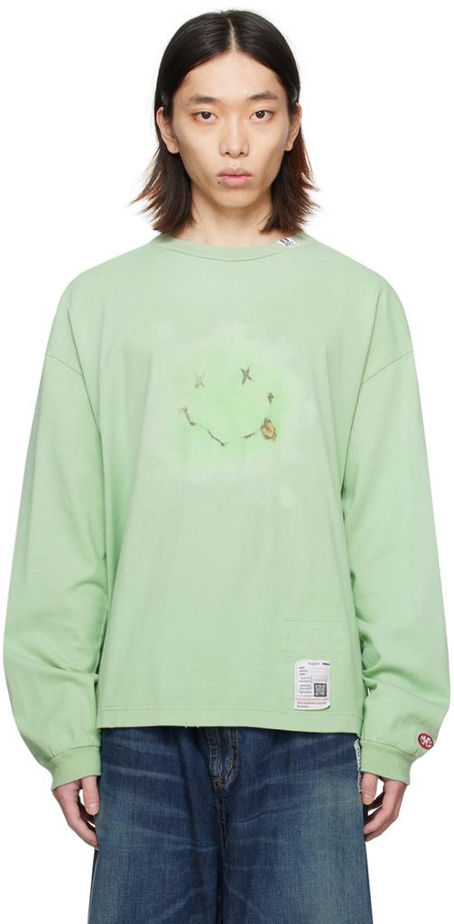 Maison MIHARA YASUHIRO Green Smily Face Long Sleeve T-Shirt