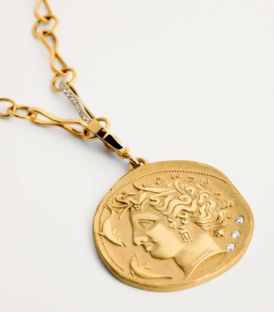 Azlee Large Yellow Gold and Diamond Goddess Coin Charm 5